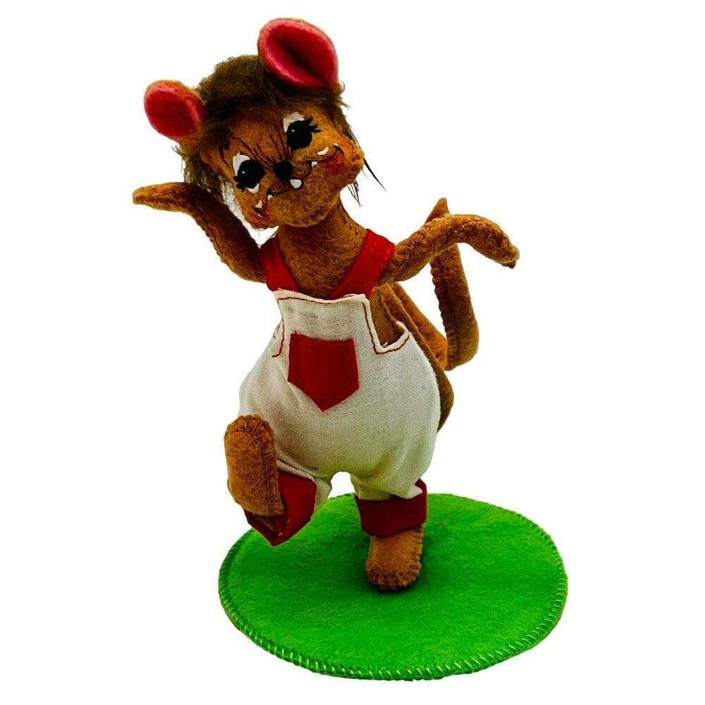 Annalee Mouse White‎ Overalls Open Eyes Mouth 5 inch 2013